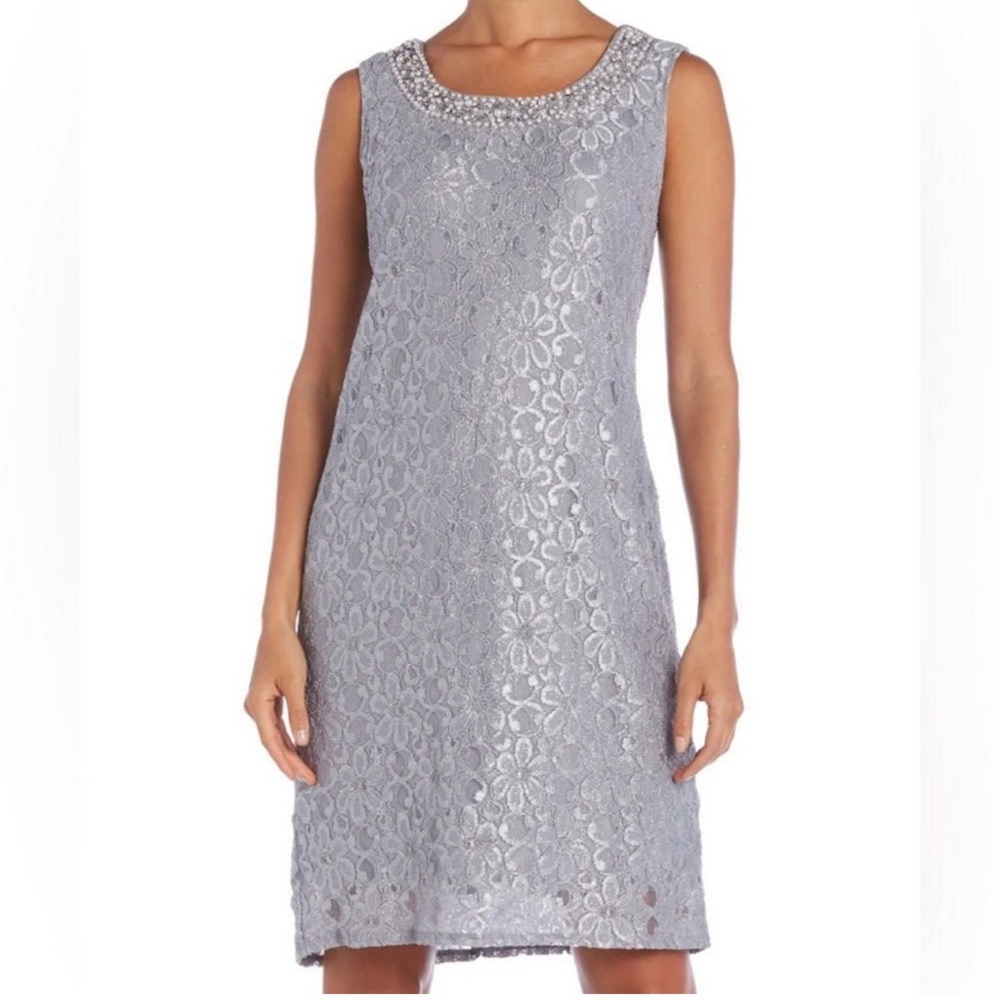 NWT R&M Richards dress silver gray